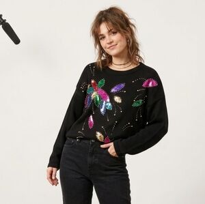 Victoria Harbour Vintage 80s 90s Colorful Sequin Knit Sweater sz L